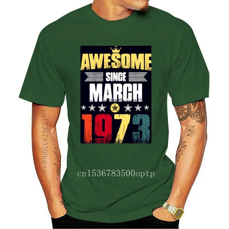

Новая мужская футболка потрясающая с марта 1973 года винтажная 45-я день рождения подарок футболка-RT женские мужские футболки