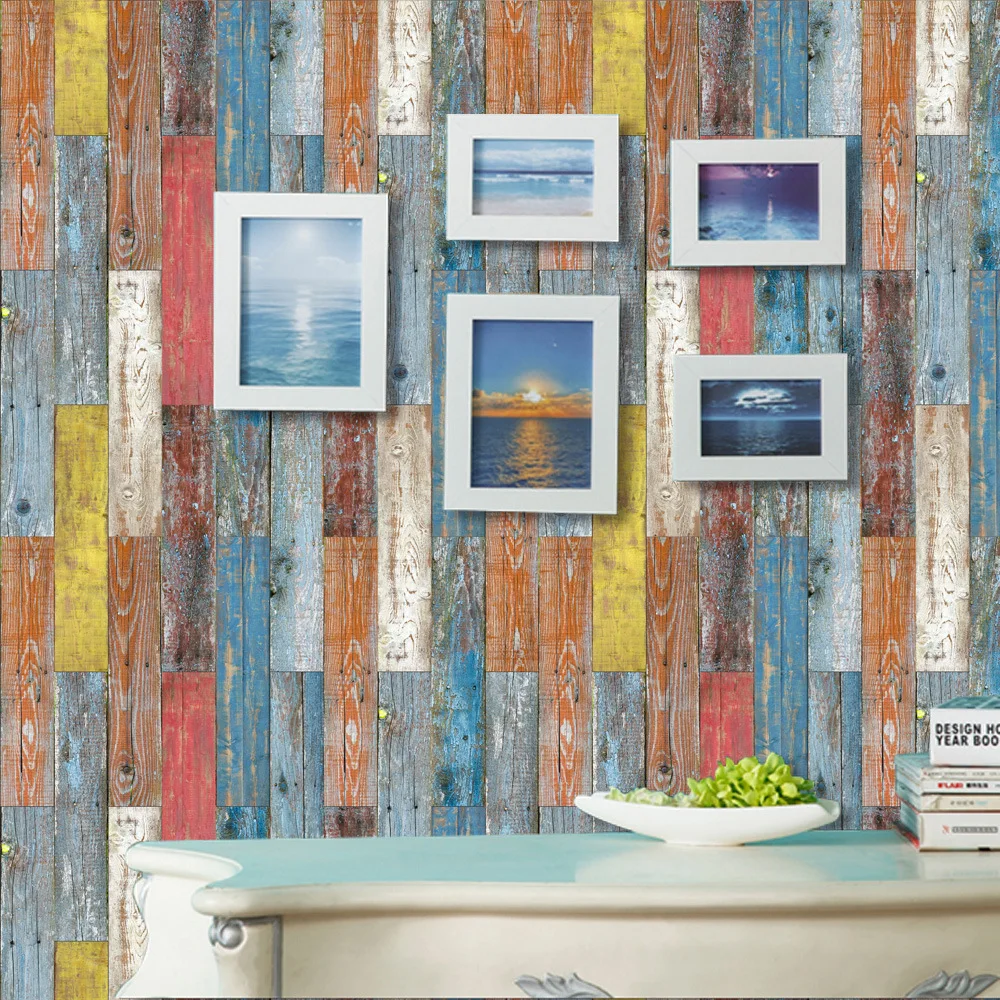 

20 Pcs Retro Simulated Wood Grain Wall Stickers Floor Sticker Home Decoration Accessories Bedroom Living Room Decor