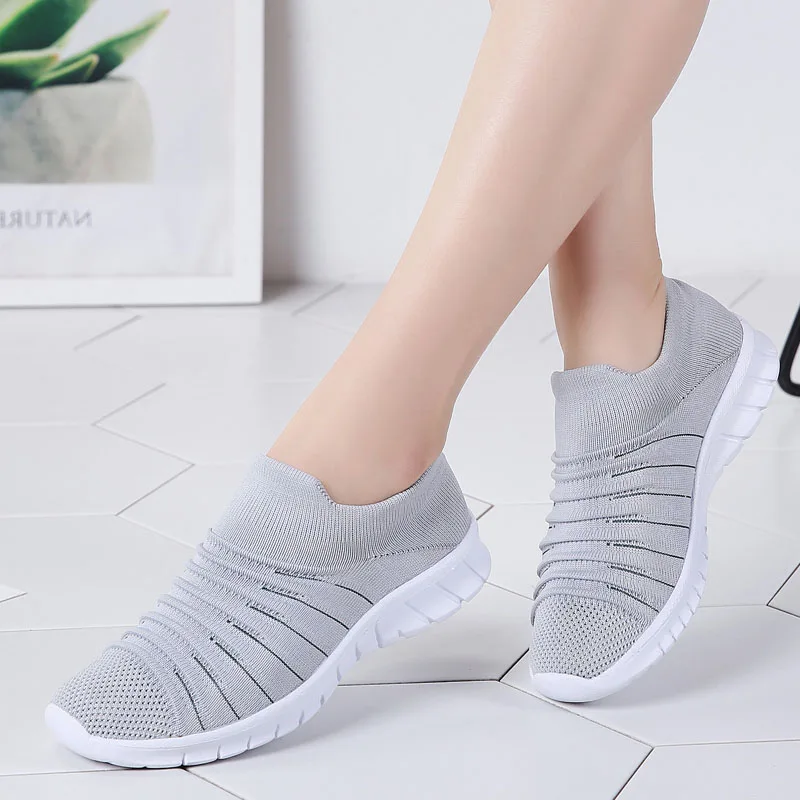 

Summer Casual Socks Shoes For Women 2020 Fashion Woman Flats Slip On Lightweight Breathable Sneakers