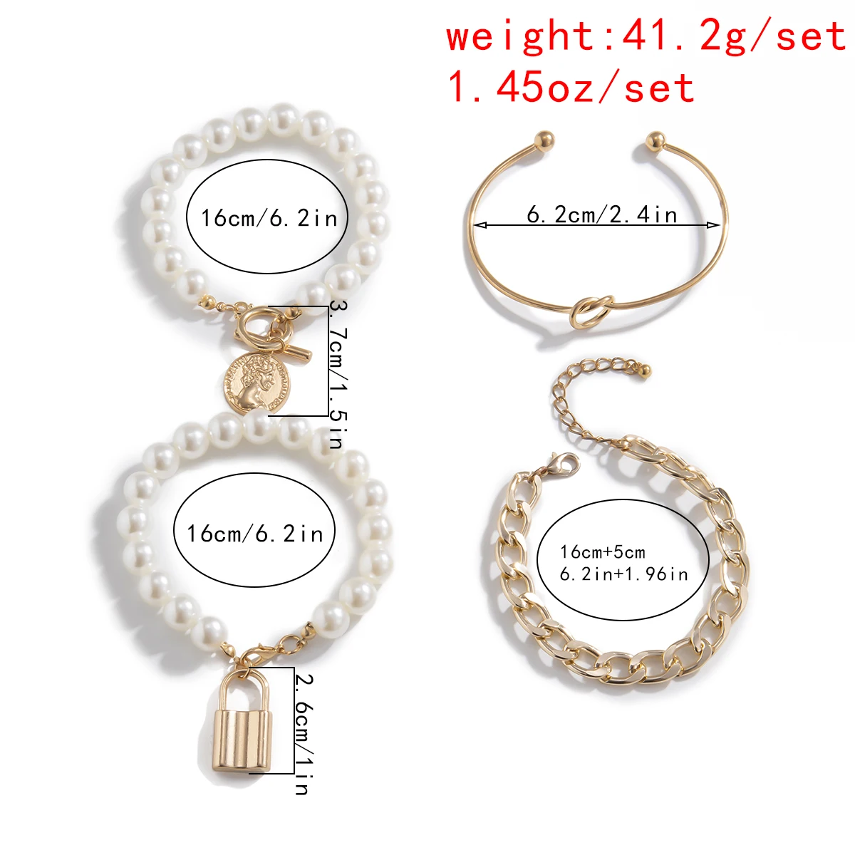 

Punk Gothic Imitation Pearls Bracelet Lock Coin Pendants Bracelet Bangles for Women 2021 Charm Gold Color Friends Hand Jewelry
