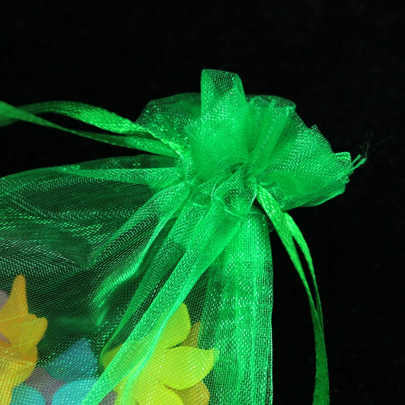 100 шт. зеленые сумки из органзы изящные однотонные Симпатичные 13x18 см