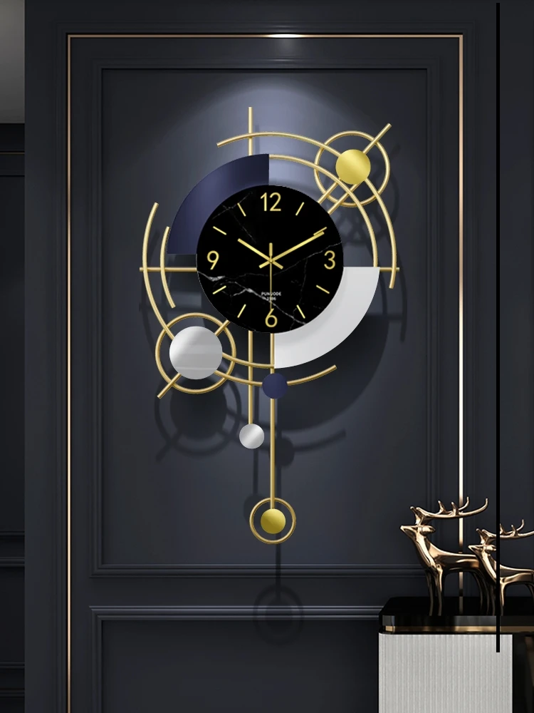 

Creative Metal Wall Clock Black Large Pendulum Silent Wall Clock Geometry Unique Orologio Da Parete Living Room Decor EI50WC