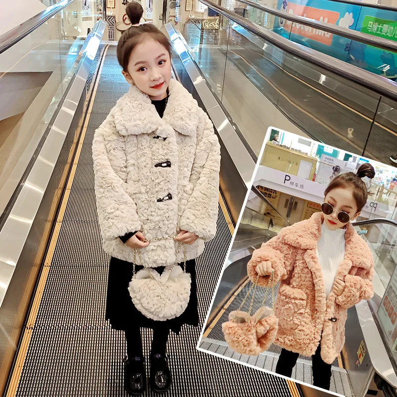 

Baby Girls Winter Jackets Lambs Wool Coats Kids Warm Fleece Children Outerwear Loose Coats Baby Overcoat 3-6-8-10 Years 2021 NEW