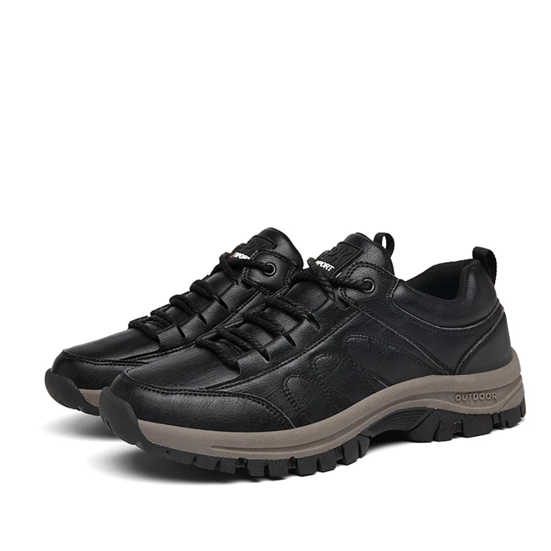 Мужские ботинки из натуральной телячьей кожи зимние теплые плюшевые кроссовки с