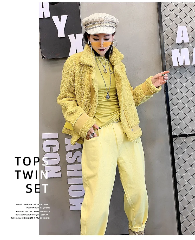 Noble Sheepskin Wool Fur Blends Coats for Women Winter Fashion Wool Fur Coat Female Warm Outwear Sheep Shearing lady Fur Jacket