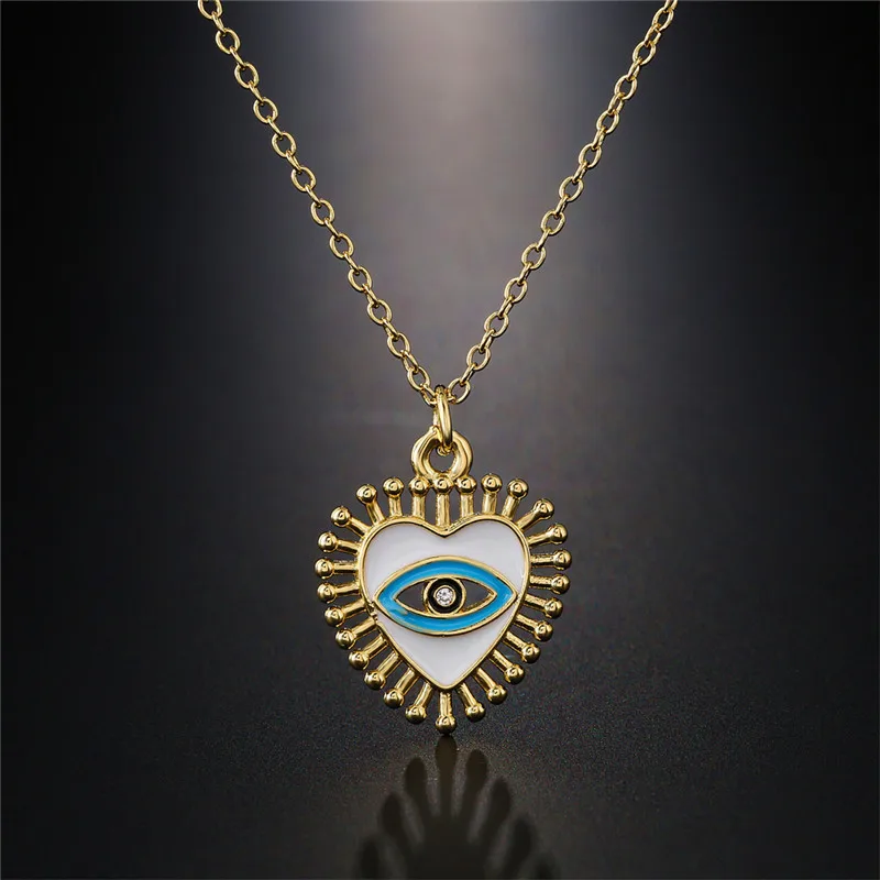 Удачный глаз Фатимы рука Хамсы турецкое злобное подвесное ожерелье золотого цвета длинной цепочкой для женщин девушек модных украшений.