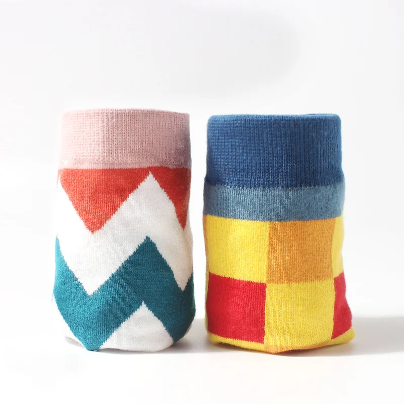 Забавные носки парные с геометрическим рисунком хлопковые для мужчин в