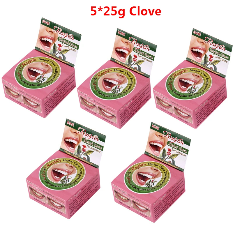 5box 25g Clove Зубная паста из кокосового ореха, 25 г, 10 г, порошок для удаления зубного налета, паста для защиты десен - Цвет: 5box 25g Clove
