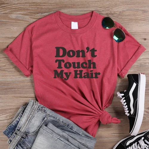 ONSEME Don't Touch My Hair футболки женская уличная Эстетическая футболка с надписью Melanin футболки Femme базовые простые буквы Топы - Цвет: HeatherRed