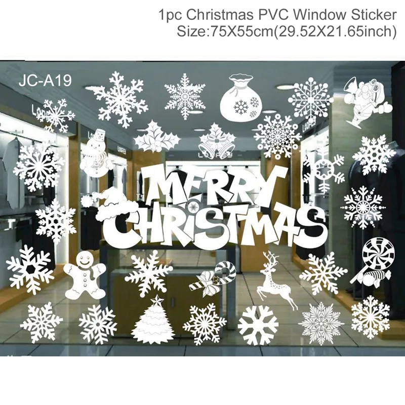 Window sticker 14 Новогодние наклейки на окно веселого Рождества Декор для дома Санта Клаус Наклейка на стену Рождественский орнамент Рождественский год подарки - Цвет: Window sticker 14