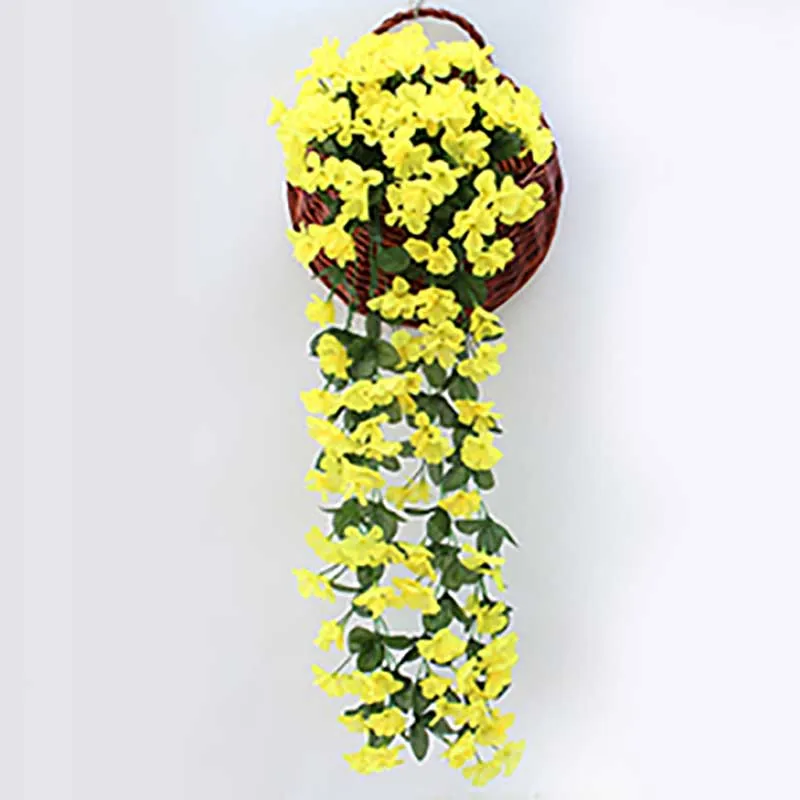 Yellow Фиолетовый искусственный цветок, украшение для вечеринки, имитация Дня Святого Валентина, свадебная настенная корзина, цветок орхидеи, искусственный цветок - Цвет: Yellow