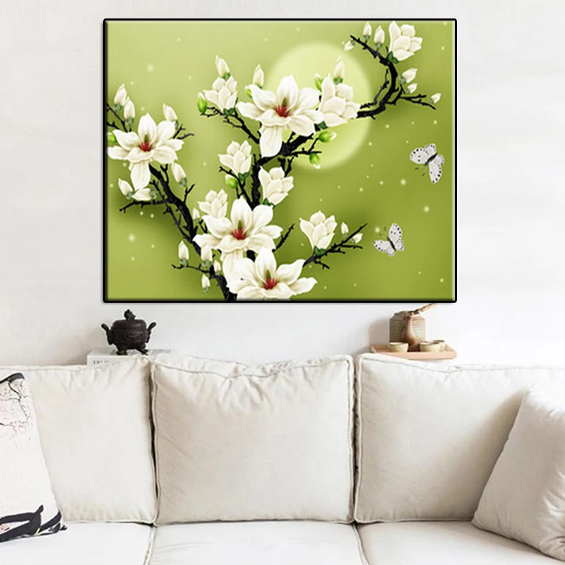 Набор для алмазной вышивки &quotсделай сам&quot белые цветы на ветке | Дом и сад