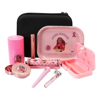 lady hornet pink tobacco kit zinc alloy herb grinder metal rolling tray glass smoking pipe herb container rolling machine