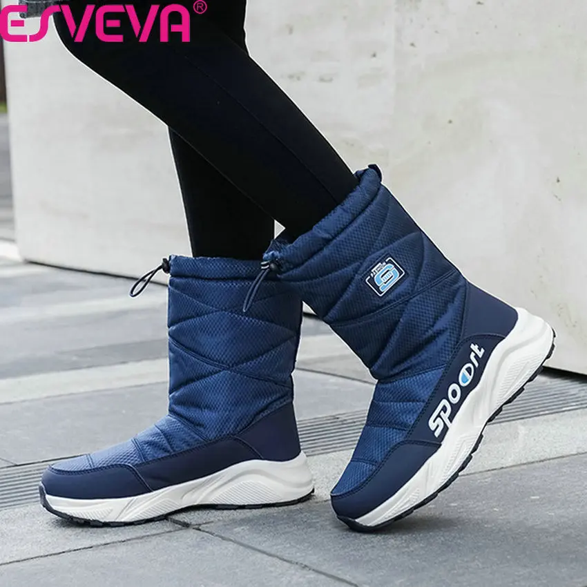 ESVEVA/зимние теплые ботинки до середины икры на меху из искусственной кожи