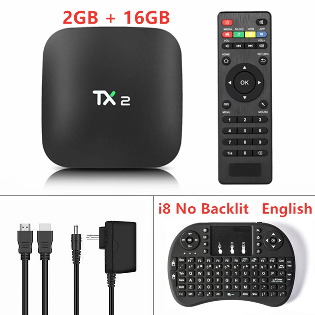 2G 16G i8 No Backlit Android 6,0 TX2 R2 ТВ приставка RK3229 Penta Core 2GB 16GB 4K 2,4G wifi TX2 R2 Smart Box HD2.0 BT2.1 медиаплеер TX2 R2 Установочная коробка - Цвет: 2G 16G i8 No Backlit