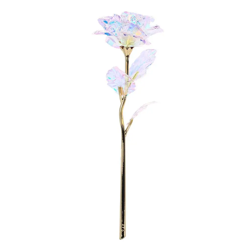 

Rainbow Rose Flower Valentine'S Day Home Decoration Romantic 24K Gold Foil Flower Eternity Rose Luminous Beautiful
