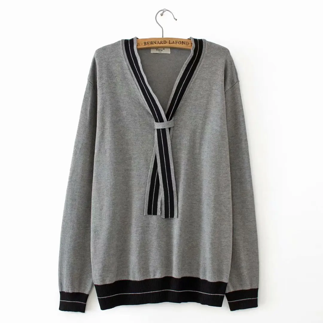Plus Size Casual Essential Sweaters Women 2019 Autumn Winter Fashion Loose Long Sleeve Knitting Pullovers E2-9508 | Женская одежда