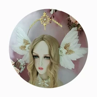 diy gothic sun goddess halo crown lolita rose angel feather wings headdress virgin mary tiara headpiece for women cospaly party