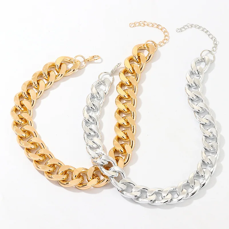 

Big Punk Miami Cuban Choker Necklace Collar Statement Hip Hop Big Chunky Aluminum Gold Thick Chain Necklace Women Jewelry