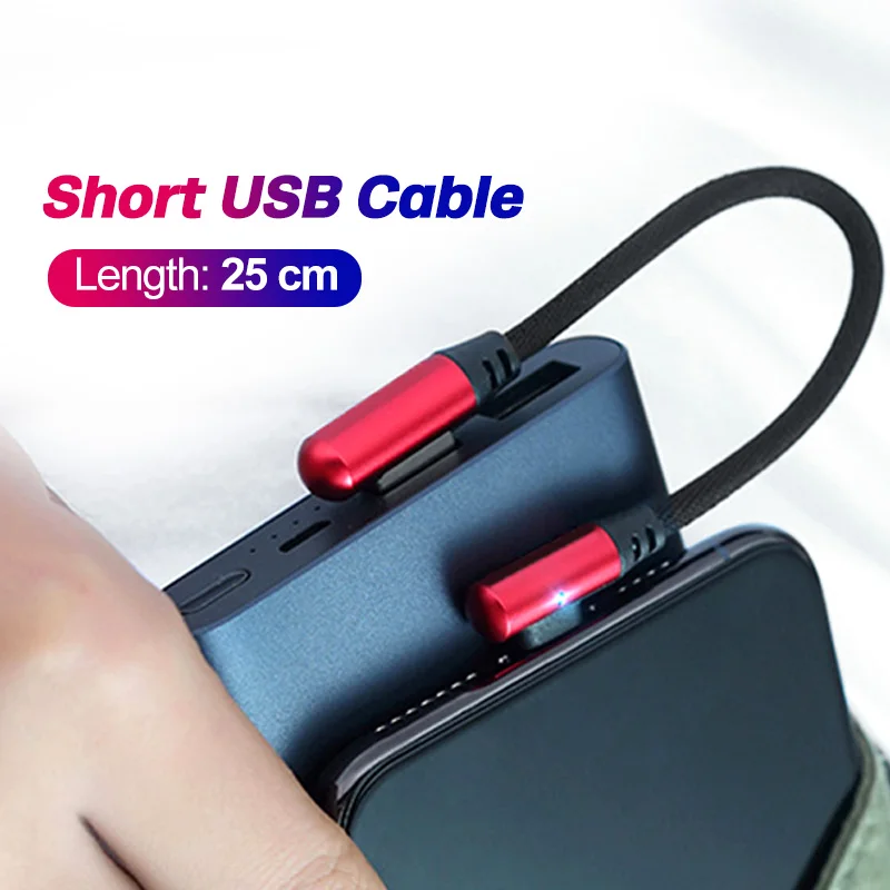 

25CM Type C USB Cable Power Bank Portable Charging Micro USB Cable USB C Short USB Charger For iPhone 12 Smartphone Data Wire