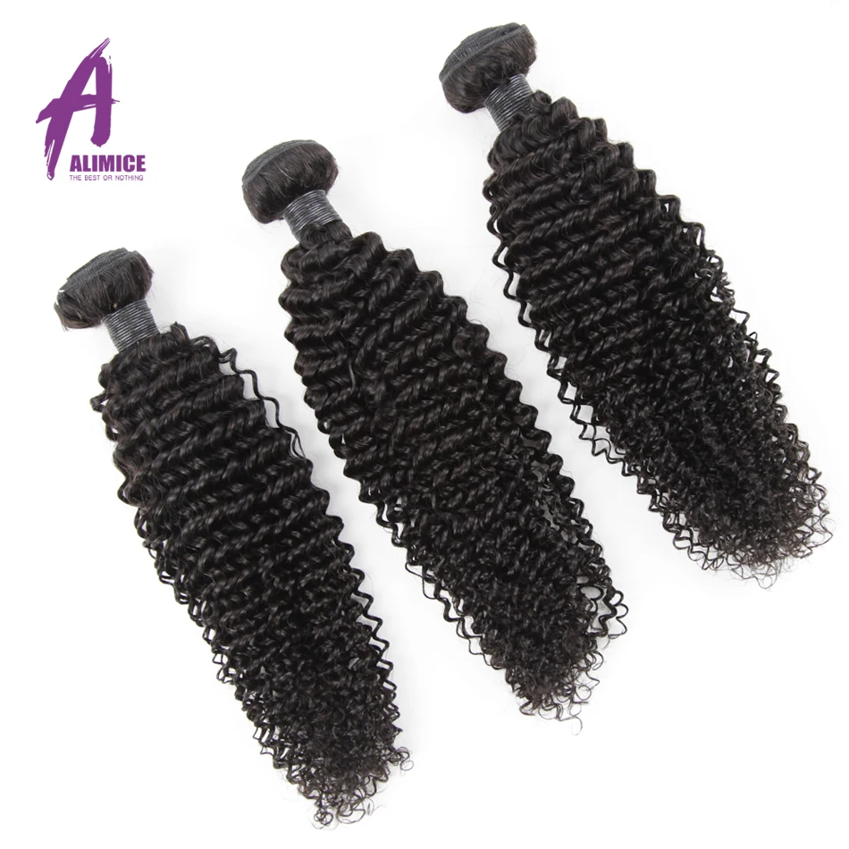 Alimice бразильские кудрявые вьющиеся волосы ткет 100% Remy человеческие для