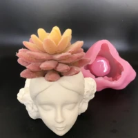 beauty girl planter silicone resin vase molds handmade clay cement plaster flower pot mould