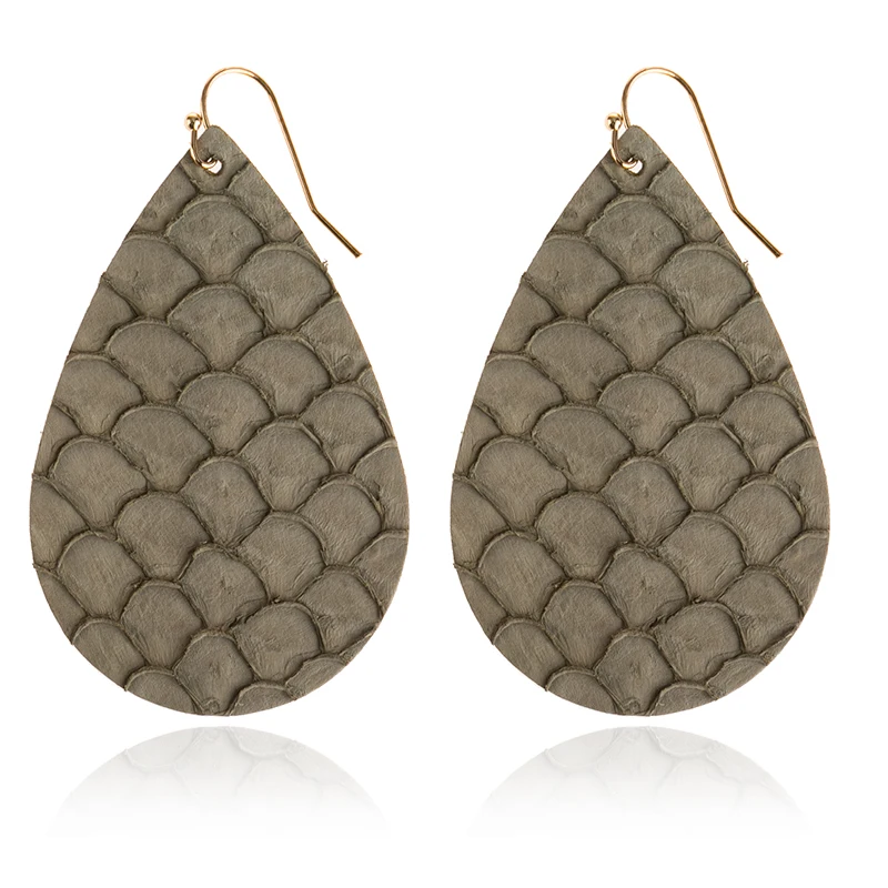 Женские кожаные серьги M & G с узором в виде рыбьей кожи текстурированные Простые