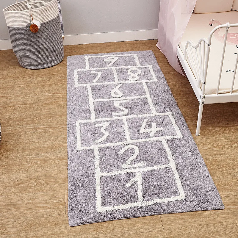INS Nordic Cotton Checkers Tapete Infantil Decorative Mat 75*180cm Play Mat for Kids Nordic Decor Carpet Fotografia Photo Props