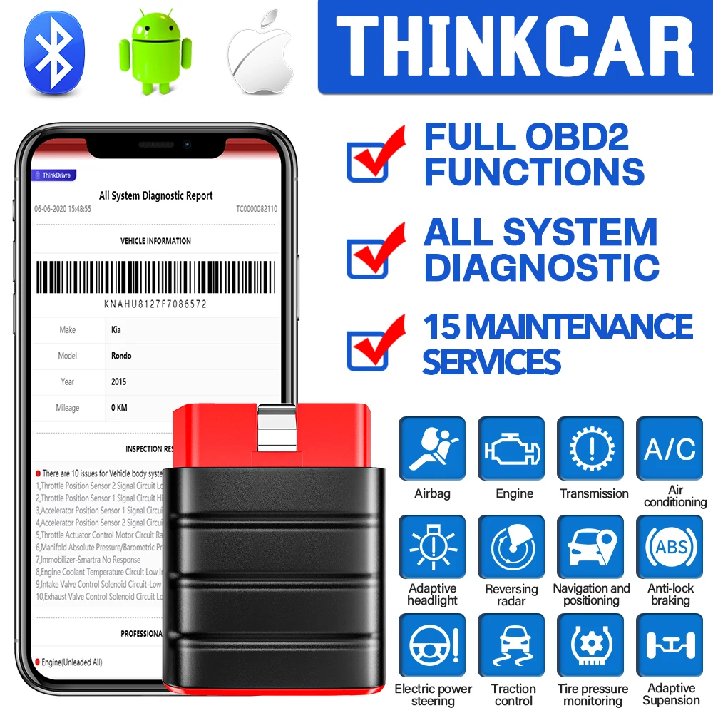 

Thinkcar Thinkdriver OBD2 считыватель кодов полная система OBD2 сканер для одного транспортного средства SAS ABS DPF EPB сброс автомобиля диагностические инст...