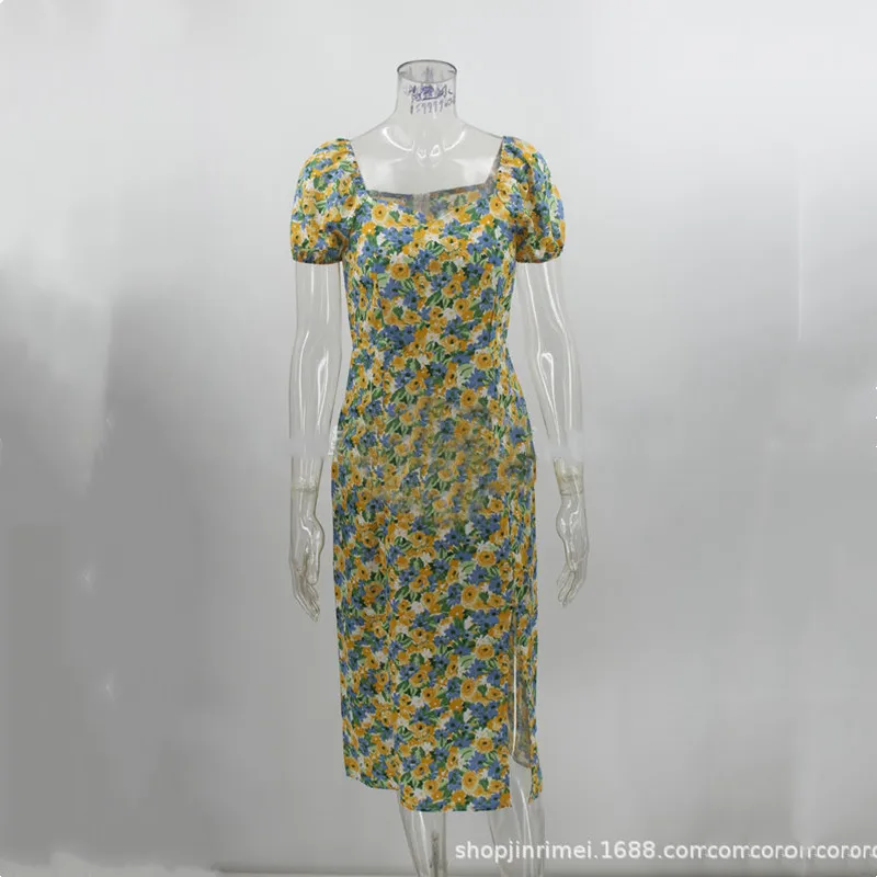 

Summer Sexy Temperament Women's Short-Sleeved Irregular Dress 2021 Fashion V Neck High Split Bodycon Dress Femme Robe Vestidos