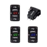 12V 24V Dual USB Car Charger Socket Digital LED Voltmeter Meter Monitor Power Adapter For HONDA