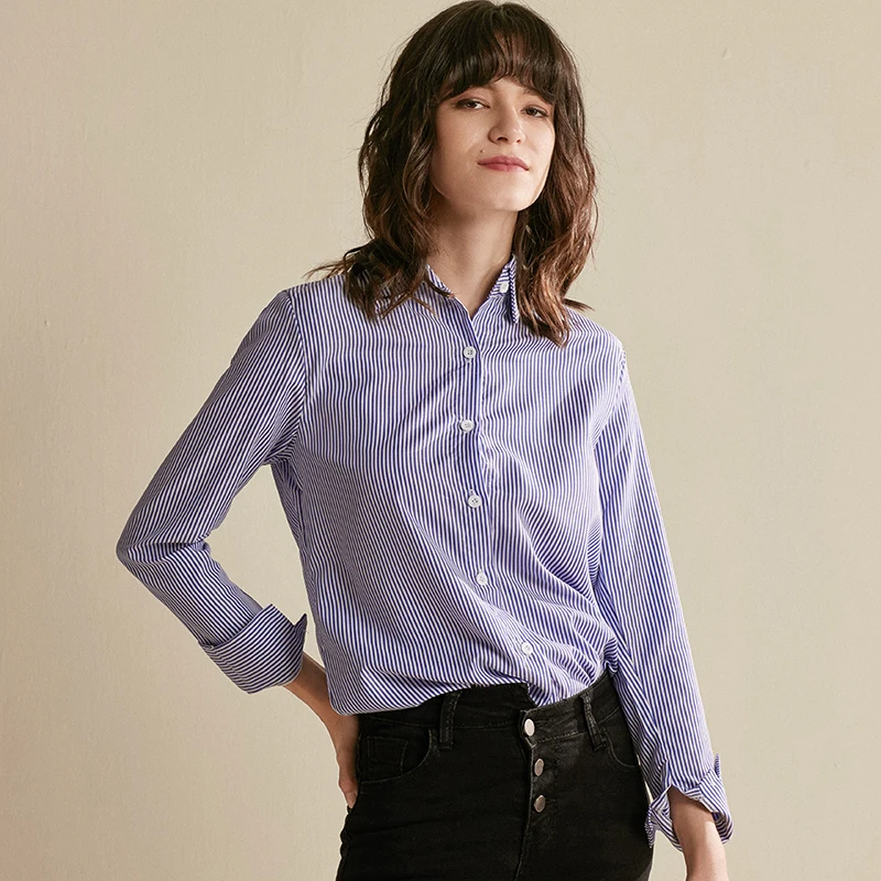 Женская Осенняя блузка с длинным рукавом и отложным воротником | одежда