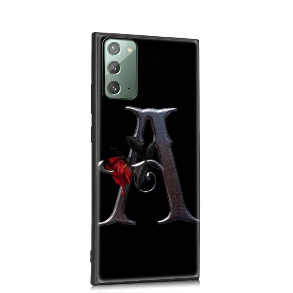 

Flower Clear Initial Letter Soft Phone Accessories Cover for Samsung Galaxy Note 20 Ultra 10 Lite 9 8 Plus 5G Luxury Funda Case