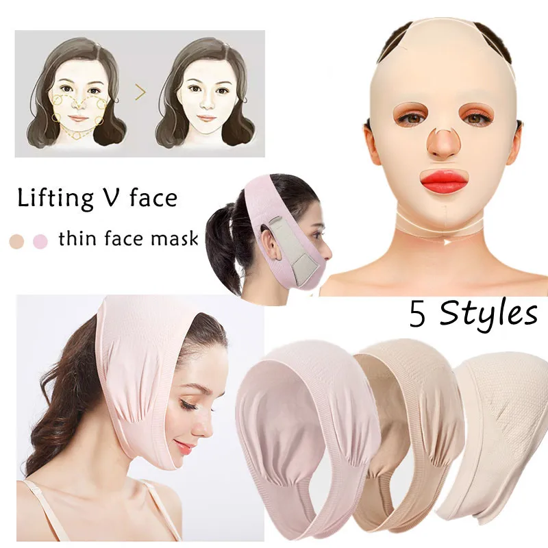 

2 Color 5 Styles Professional Women Facial Covering Ear Design Double Chin Thin Cheek Thin Bandage Mask