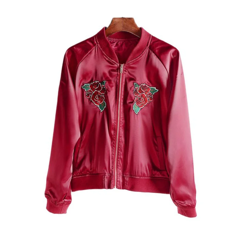 

Elegant Bomber Jacket Women Red Navy Slim Fit Menswear Harajuku Girls Outerwear Female Baseball Coat 2022 Spring