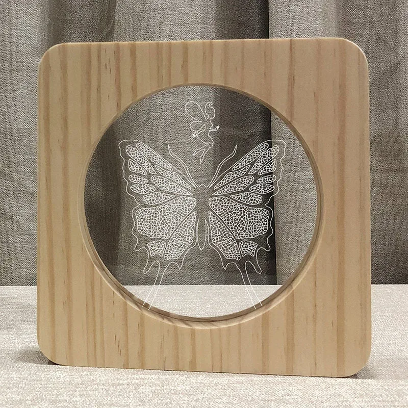 

3D Wooden butterfly Footprints Shadow LED Wood USB Desk Night Light Christianity Crucifix Crafts Table Lamps kid Gift Decoration