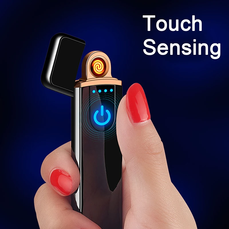 

Новинка электрическая зажигалка с сенсорным датчиком и датчиком отпечатков пальцев USB перезаряжаемая портативная ветрозащитная зажигалка...