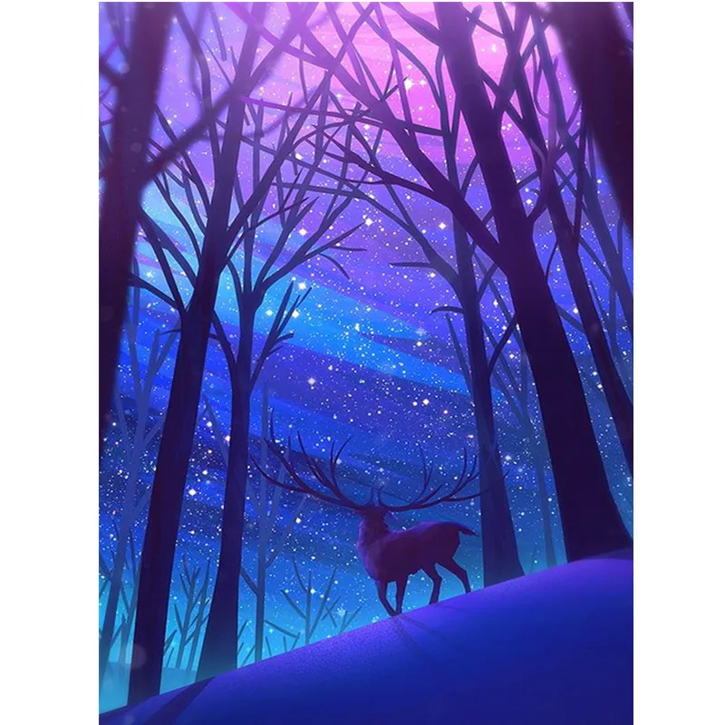 5D сделай сам полностью круглая алмазная живопись животные лось звездная