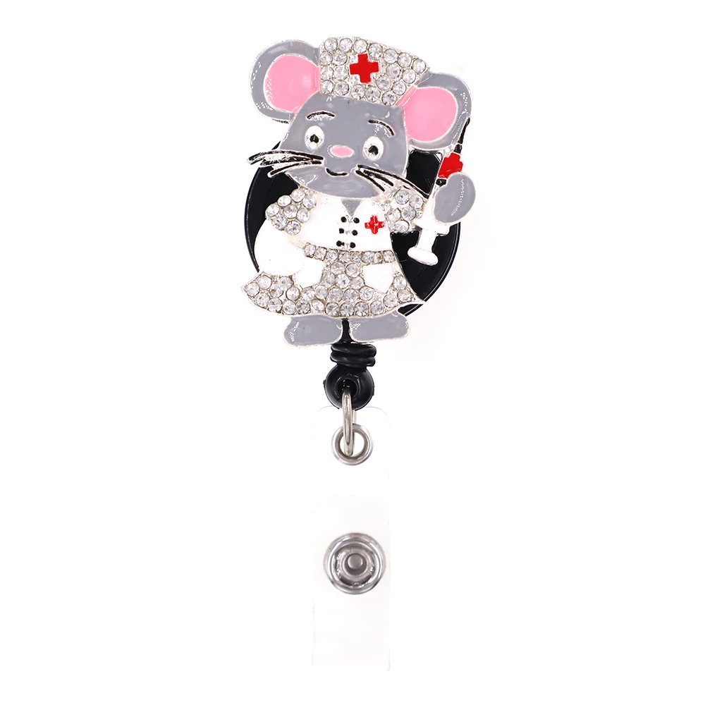 

Medical Rhinestone Nurse ID Retractable Badge Holder Reel With Clip