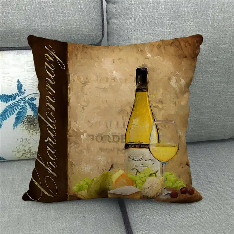 Оптовая продажа наволочка винтажная бутылка красного вина искусственная