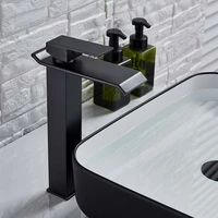 2021 chrome and black waterfall basin sink faucet bathroom mixer tap wide spout vessel sink fauet hot cold water tap