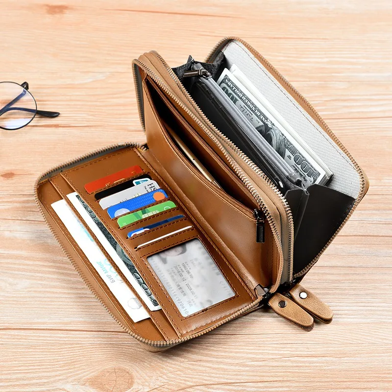 Вместительные мужские сумки кожзам Ретро стиль мужской клатч двойная молния compart