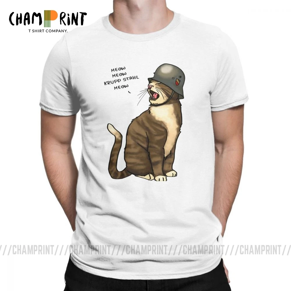 Wehrmacht футболки для мужчин немецкий большой футболка с изображением кошки Чистый