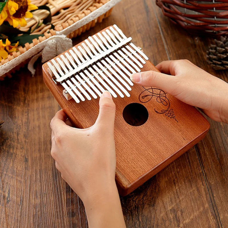 Kalimba 17 клавишный большой палец фортепиано из красного дерева Музыкальные