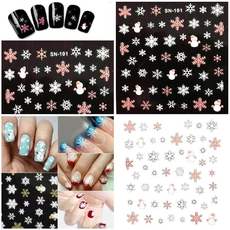 

Новые 3D наклейки для ногтей Рождественский Снеговик снежинки дизайнерские наклейки для девочек наклейки для ногтей аксессуары