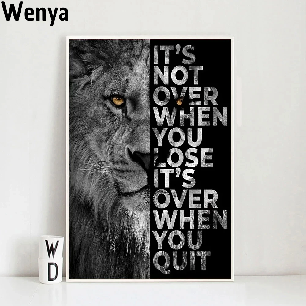 

Inspirational Life Quotes On Black White Lion Wall Painting Posters And Prints Canvas Art Picture For Living Room Hallway Decor