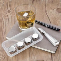 4pcs stainless steel hexagonal ice cubes whiskey wine beer drink chilling stones