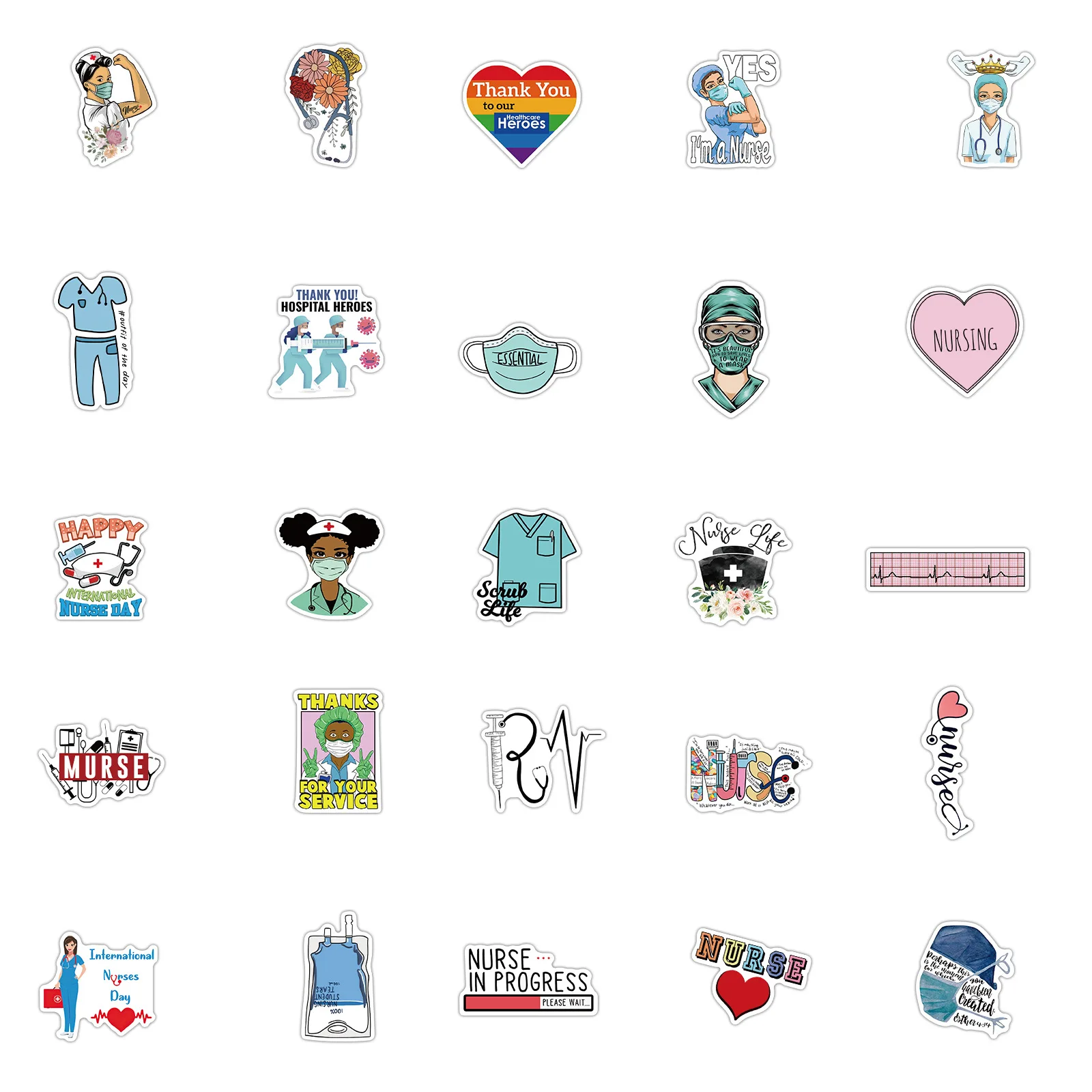 

50Pcs/set Doctor Nurse TV Show Scrapbooking Stickers Decal for For Guitar Laptop Luggage Car Fridge Graffiti Sticker