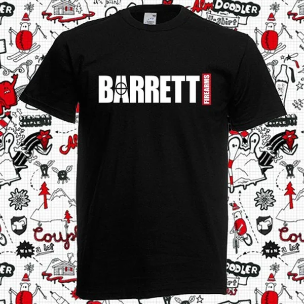 

Barrett Firearms Gun Logo Men's Black T-shirt Size S to 3xl Mens Short Sleeve T Shirt
