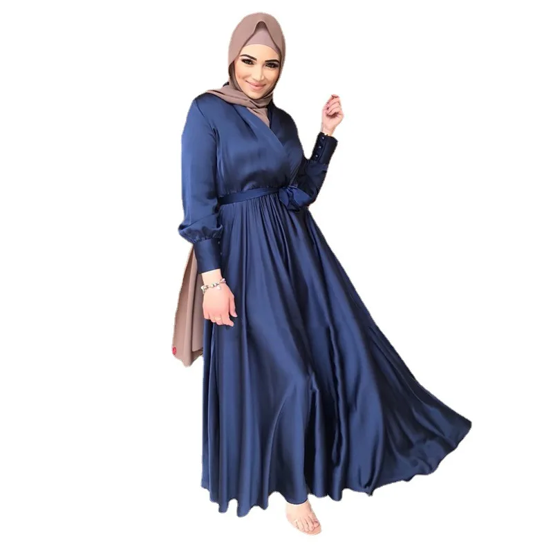 

2021 New Muslim Middle East Arab Dubai Bandage Tunic Dress Muslim Tunic Dress Muslim Fashion Indian Dress Women